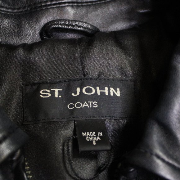St. John Black Woven Leather Light Jacket Small - Picture 8 of 10